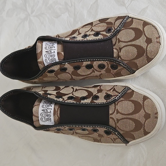 Coach Brown Signature Slip On Shoes, Size 8.5M. - Picture 1 of 12